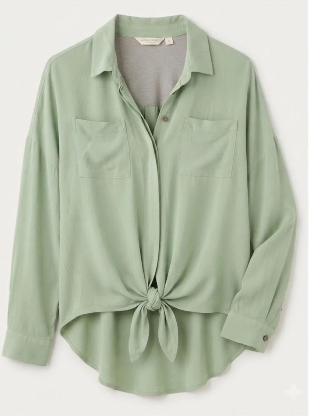 MAEVE ANTHROPOLOGIE Sage Tie-Front Button Down Shirt